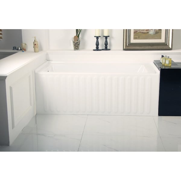 Alcove Bathtubs, 60 L, 30.69 W, White, Acrylic